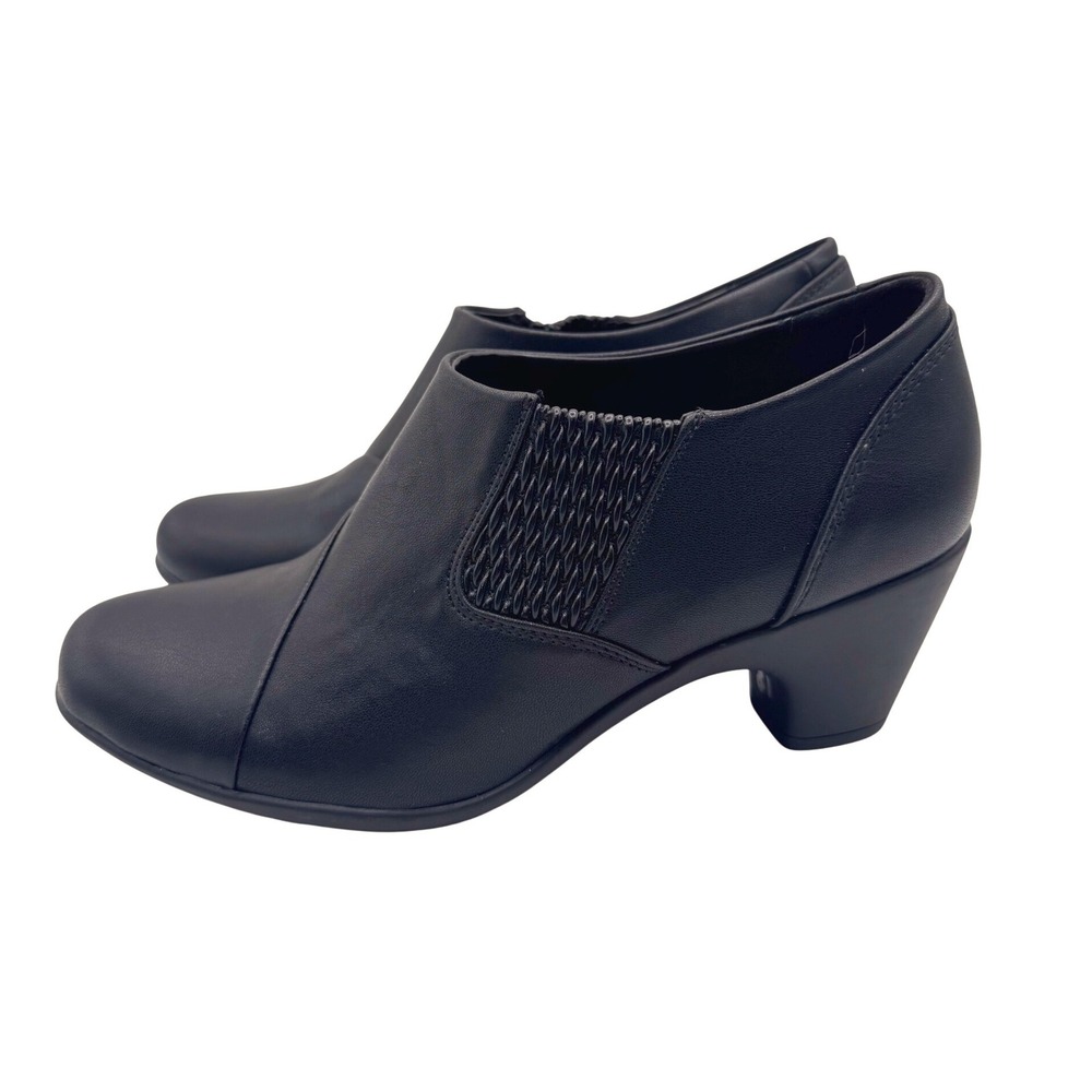Black Rivet 7 Black Ankle Booties‎ Women's Tira Block Heel Elastic Gore